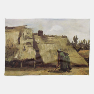 Boerin die een huis graaft door Vincent van Gogh Theedoek