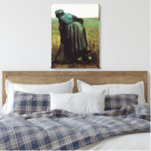 Boerin die graaft door Vincent van Gogh Canvas Afdruk (Insitu (Slaapkamer))