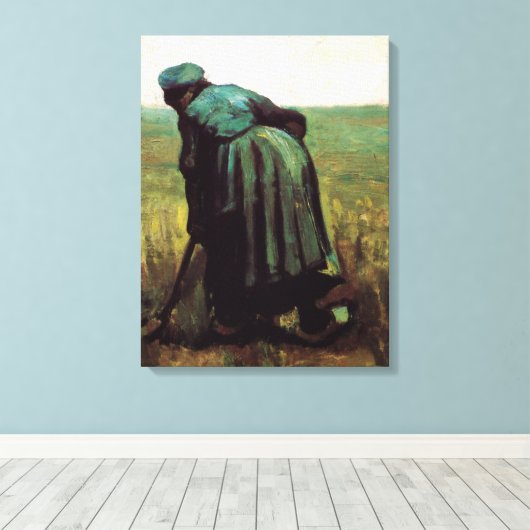 Boerin die graaft door Vincent van Gogh Canvas Afdruk (Insitu (Houten vloer))