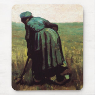 Boerin die graaft door Vincent van Gogh Muismat