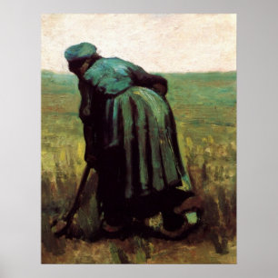 Boerin die graaft door Vincent van Gogh Poster