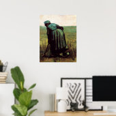 Boerin die graaft door Vincent van Gogh Poster (Thuiskantoor)