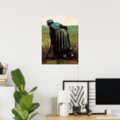 Boerin die graaft door Vincent van Gogh Poster (Thuiskantoor)