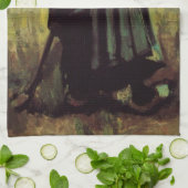 Boerin Gravend door Vincent van Gogh Theedoek (Gevouwen)