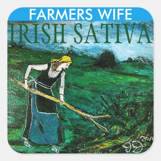 BOERIN IERS SATIVA VIERKANTE STICKER (Voorkant)