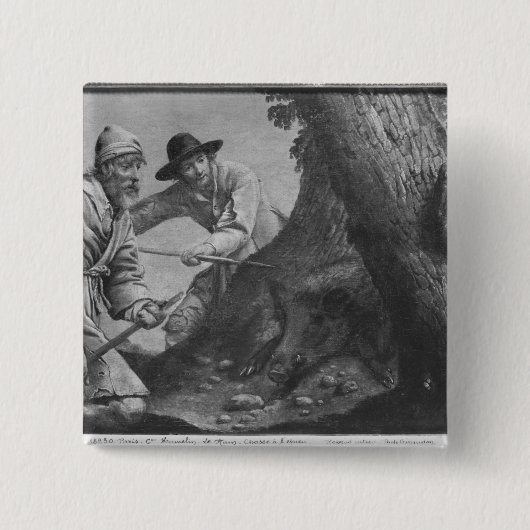 Boerjacht Vierkante Button 5,1 Cm (Voorkant)