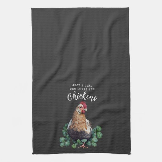 Boerkhuis | Gewoon een meisje dat van haar kippen  Theedoek (Verticaal)