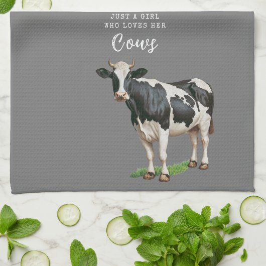Boerkhuis | Gewoon een meisje dat van haar Koeien  Theedoek (Gevouwen)