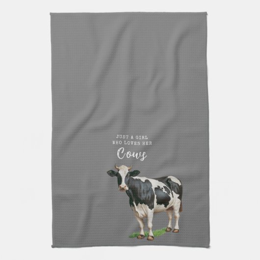 Boerkhuis | Gewoon een meisje dat van haar Koeien  Theedoek (Verticaal)