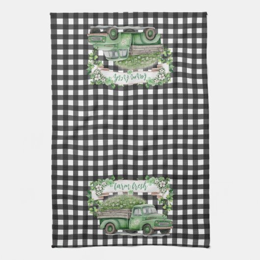 Boerkhuis |  groene vrachtwagen | Boerderij, vers Theedoek (Verticaal)