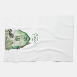 Boerkhuis | Groene zout met landbouwhuisdieren Theedoek