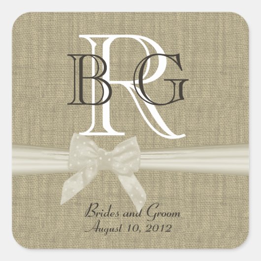 Boerlap en boog monogram vierkante sticker (Voorkant)