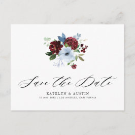boeroendi dusty blue floral save the date briefkaa briefkaart