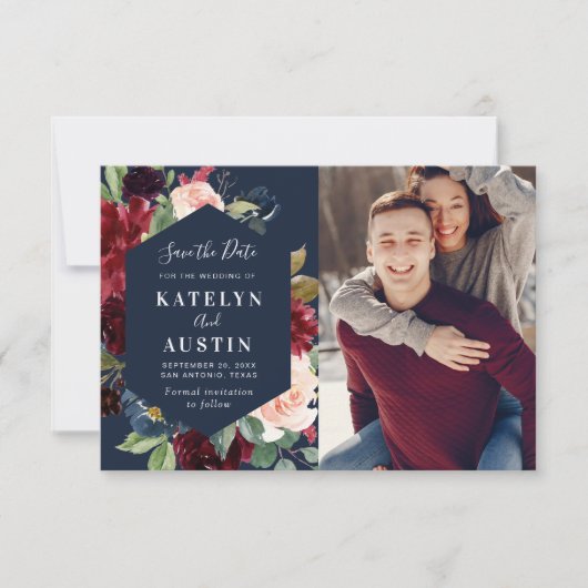 boeroendi en marineschrift , trouwe bruiloft , met save the date (Voorkant)