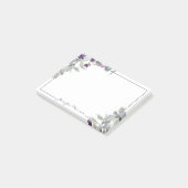 Boeroendi en paarse waterverf bloemen personaliser post-it® notes (Schuin)