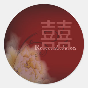  boeroendi pony floral chinese Weddenschap Ronde Sticker