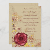  boeroendi roos florale bruiloft kaart (Voorkant / Achterkant)