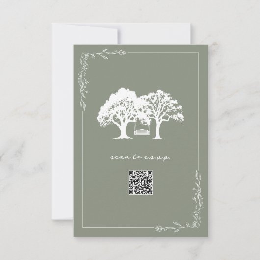 Boerse Bomen Salie Groene QR Code Trouw RSVP Kaartje (Voorkant)
