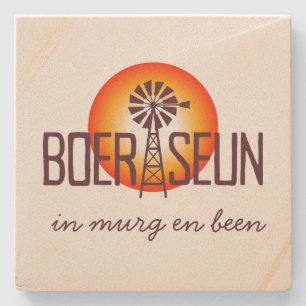 BOERSEUN Windpomp Afrikaans Zuid-Afrikaanse Expat Stenen Onderzetter