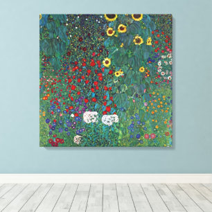 Boertuin met zonnebloem door Klimt,  bloemen Canvas Afdruk