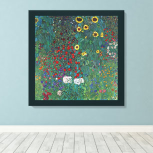 Boertuin met zonnebloem door Klimt,  bloemen Canvas Afdruk