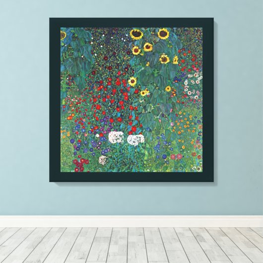 Boertuin met zonnebloem door Klimt,  bloemen Canvas Afdruk (Insitu (Houten vloer))