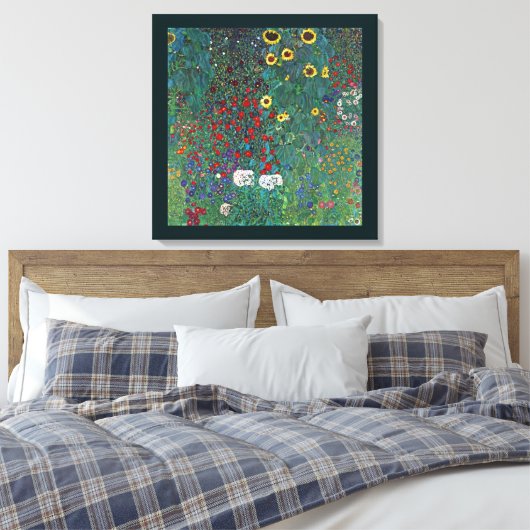 Boertuin met zonnebloem door Klimt,  bloemen Canvas Afdruk (Insitu (Slaapkamer))