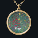 Boertuin met zonnebloem door Klimt,  bloemen Goud Vergulden Ketting<br><div class="desc">Farmergarden met zonnebloem (1905/06) van Gustav Klimt is een Victoriaans Era Symbolisme fijn kunstschilderij. Een natuur scène met allerlei bloemen en zonnebloemen in een tuin op een boerderij. Over de kunstenaar: Gustav Klimt (1862-1918) was een Oostenrijkse symbolistische schilder en een van de meest prominente leden van de beweging "Art Nouveau"...</div>