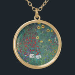 Boertuin met zonnebloem door Klimt,  bloemen Goud Vergulden Ketting<br><div class="desc">Farmergarden met zonnebloem (1905/06) van Gustav Klimt is een Victoriaans Era Symbolisme fijn kunstschilderij. Een natuur scène met allerlei bloemen en zonnebloemen in een tuin op een boerderij. Over de kunstenaar: Gustav Klimt (1862-1918) was een Oostenrijkse symbolistische schilder en een van de meest prominente leden van de beweging "Art Nouveau"...</div>