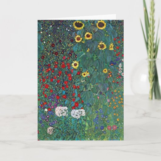 Boertuin met zonnebloem door Klimt,  bloemen Kaart (Voorkant)