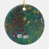 Boertuin met zonnebloem door Klimt, bloemen Keramisch Ornament (Achterkant)