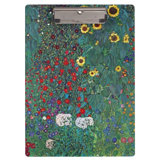 Boertuin met zonnebloem door Klimt,  bloemen Klembord (Voorkant)
