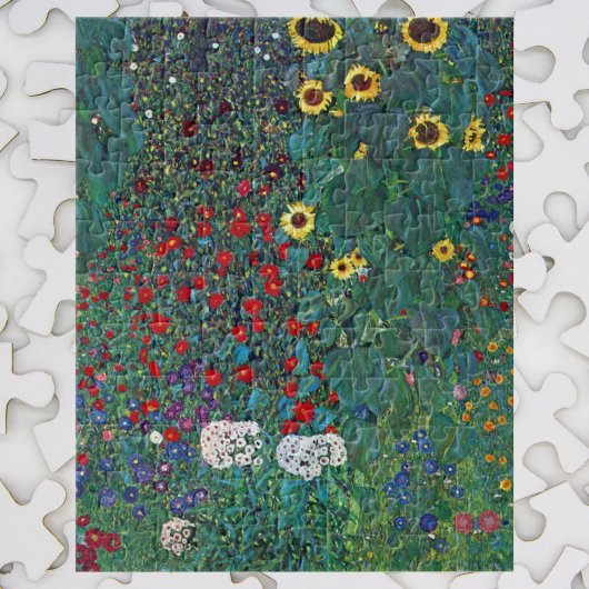 Boertuin met zonnebloem door Klimt,  bloemen Legpuzzel