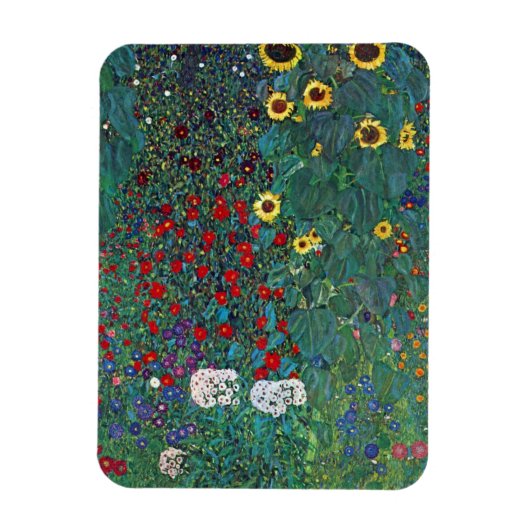 Boertuin met zonnebloem door Klimt,  bloemen Magneet (Verticaal)