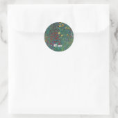 Boertuin met zonnebloem door Klimt,  bloemen Ronde Sticker (Tas)