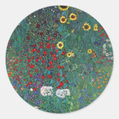 Boertuin met zonnebloem door Klimt,  bloemen Ronde Sticker (Voorkant)
