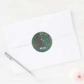 Boertuin met zonnebloem door Klimt,  bloemen Ronde Sticker (Envelop)