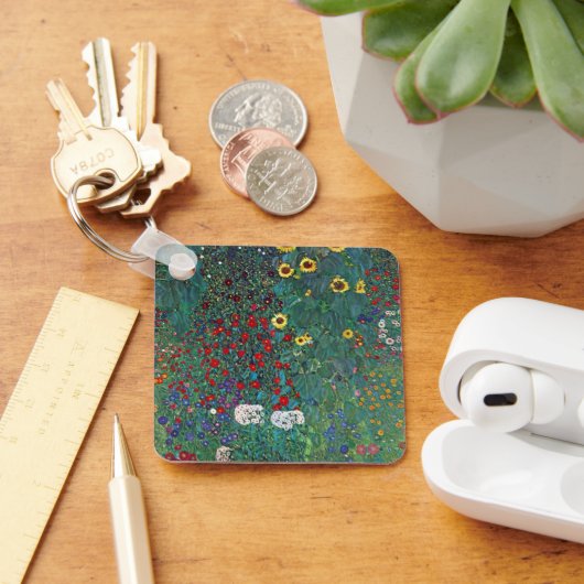 Boertuin met zonnebloem door Klimt,  bloemen Sleutelhanger (Bureau)