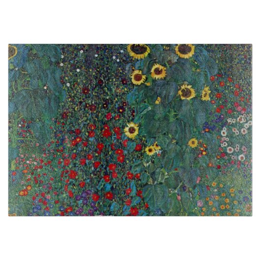 Boertuin met zonnebloem door Klimt,  bloemen Snijplank (Voorkant)