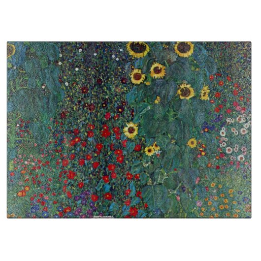 Boertuin met zonnebloem door Klimt,  bloemen Snijplank (Voorkant)