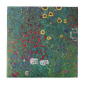 Boertuin met zonnebloem door Klimt,  bloemen Tegeltje (Voorkant)