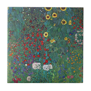 Boertuin met zonnebloem door Klimt,  bloemen Tegeltje
