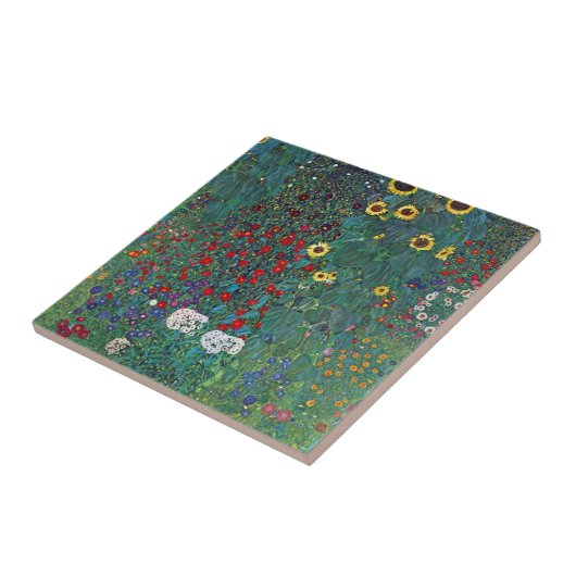 Boertuin met zonnebloem door Klimt,  bloemen Tegeltje (Zijkant)