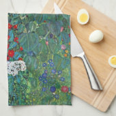 Boertuin met zonnebloem door Klimt,  bloemen Theedoek (Quarter Fold)
