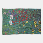 Boertuin met zonnebloem door Klimt,  bloemen Theedoek (Horizontaal)