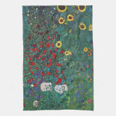 Boertuin met zonnebloem door Klimt,  bloemen Theedoek (Verticaal)