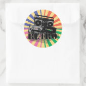 boeskset en cassettes met rolstijl ronde sticker (Tas)