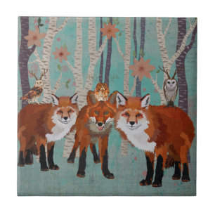 BOEST FOXES & ANTLER OWLS Tile Tegeltje