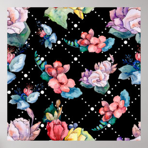 Boetbloemen, botanische bloemen. Wild Spring leaf Poster
