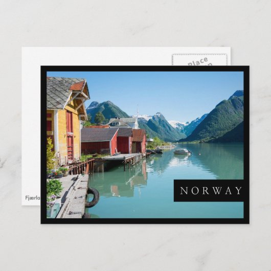 Boethouders en een fjord in Noorwegen zwarte lijst Briefkaart (Voorkant / Achterkant)